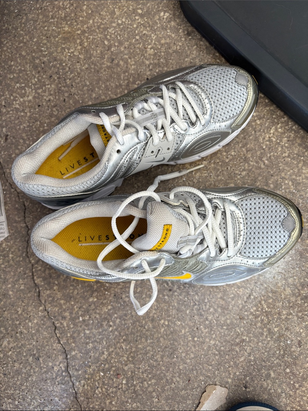 Nike Men’s Silver Athletic Sneakers with Yellow Details